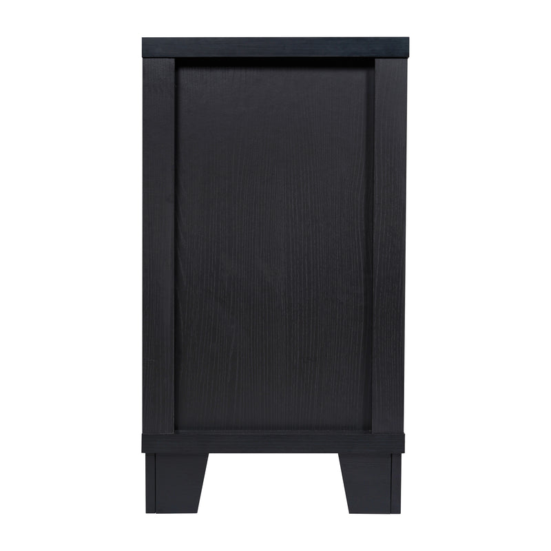 Samson 59 in. Three-Drawer Engineered Wood Buffet Sideboard Cabinet with Three Tempered Glass Cabinet Doors for Dining Room/Kitchen - Black