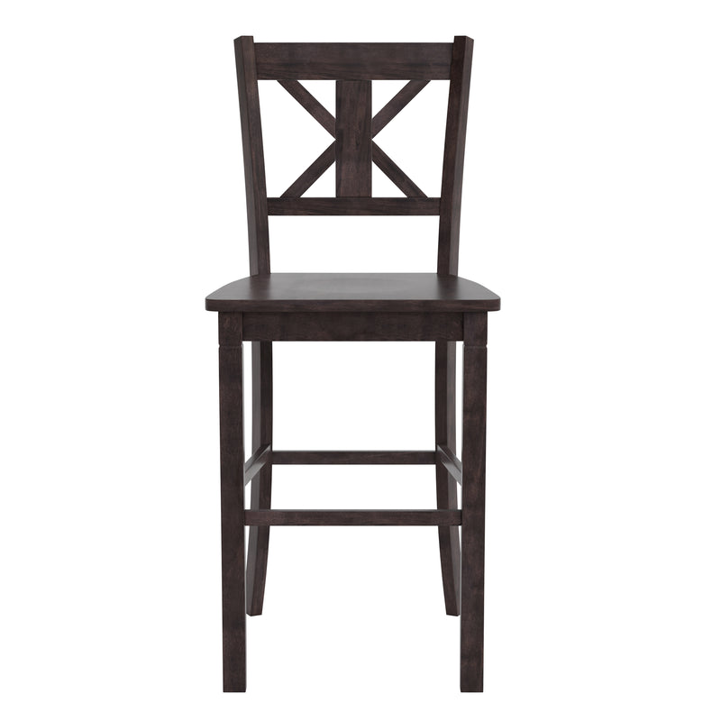 Imelda Set of Two Solid Wood Modern Farmhouse Bar Height Dining Stool