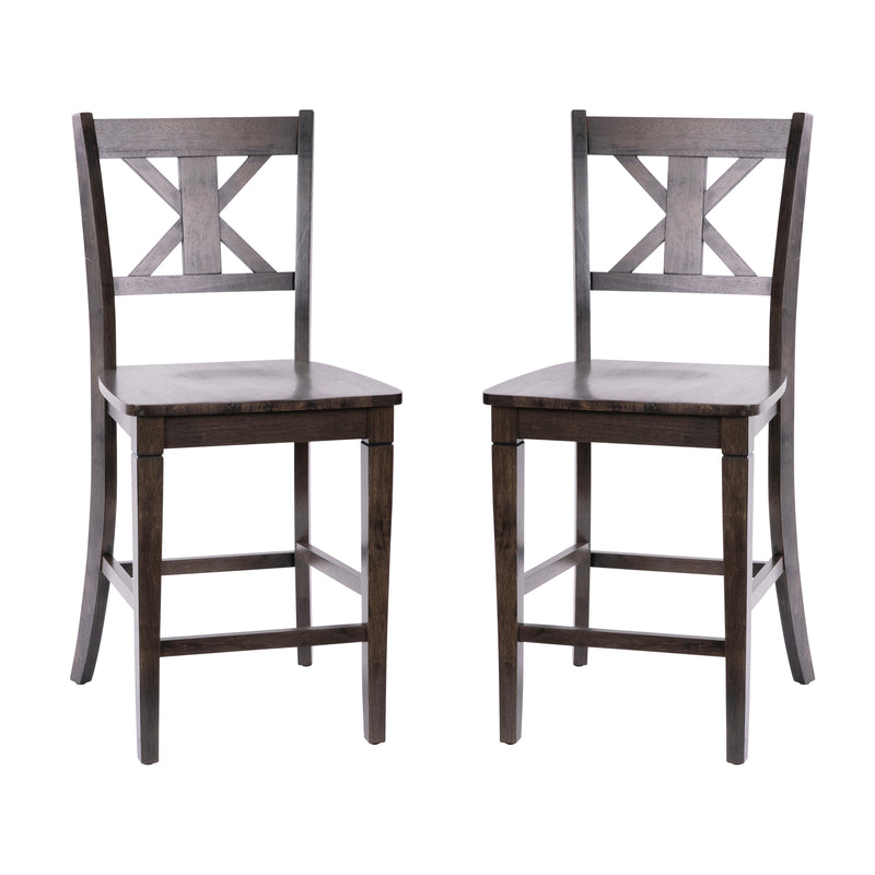 Imelda Set of Two Solid Wood Modern Farmhouse Counter Height Dining Stool