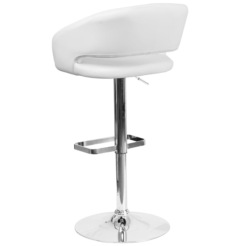 Rothko Contemporary Adjustable Height Barstool with Rounded Mid-Back and Gold Base