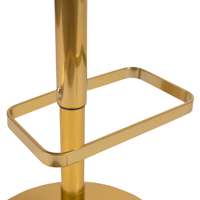 Rothko Contemporary Adjustable Height Barstool with Rounded Mid-Back and Gold Base