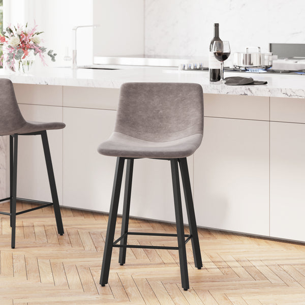 Grey faux discount leather bar stools