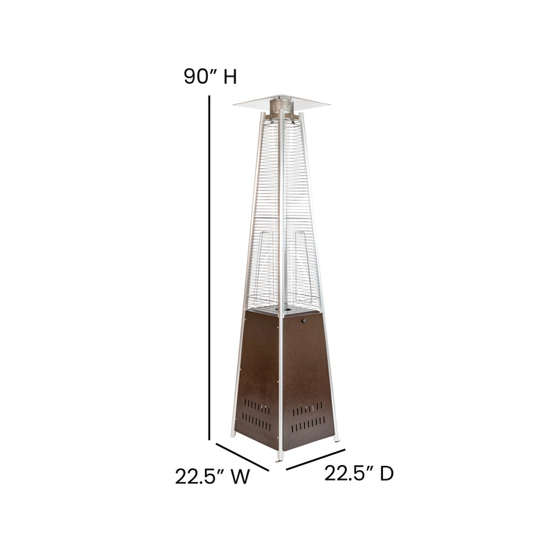 Stainless Steel Pyramid Shape Portable Outdoor Patio Heater - 7.5 Feet Tall in Bronze