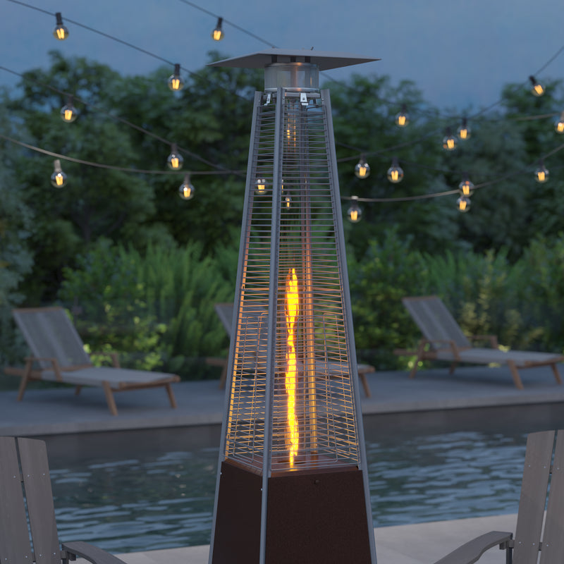 Stainless Steel Pyramid Shape Portable Outdoor Patio Heater - 7.5 Feet Tall in Bronze