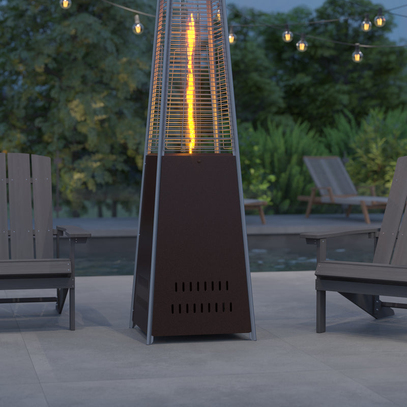 Stainless Steel Pyramid Shape Portable Outdoor Patio Heater - 7.5 Feet Tall in Bronze