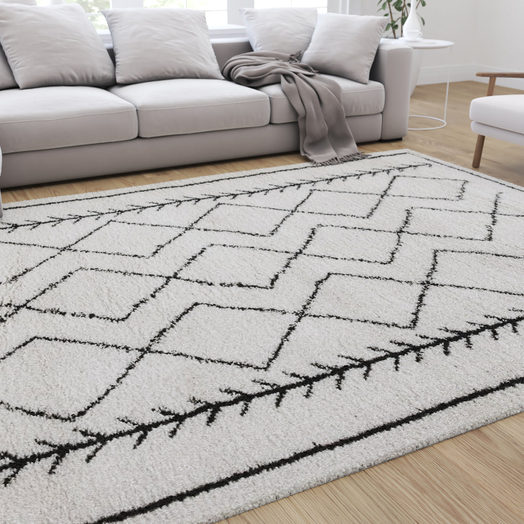 Boho Kilim Black White Rug Diamond Oversized Area Rugs 10x13